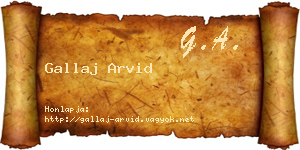 Gallaj Arvid névjegykártya